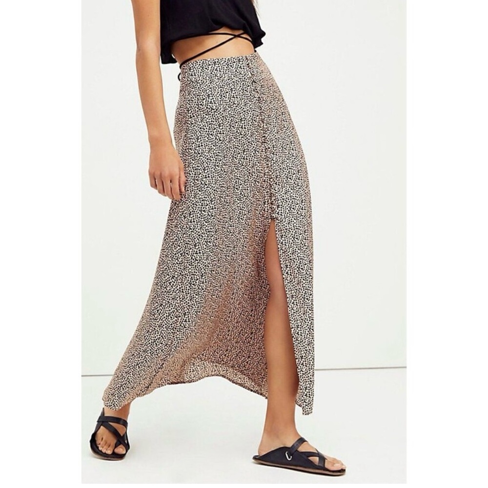 Free People silky animal print skirt
